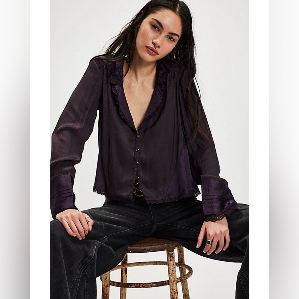 Free People Elsa Silky Bed Jacket